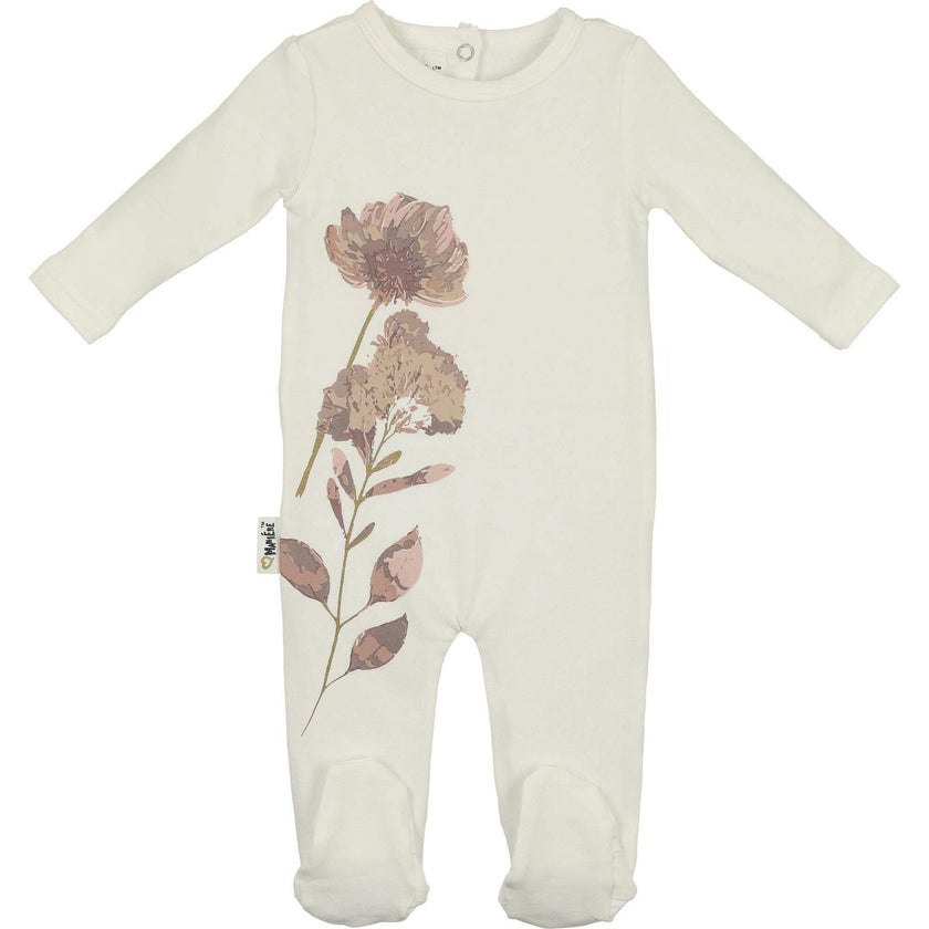 Watercolor Floral Round Neck Long Sleeve Footie