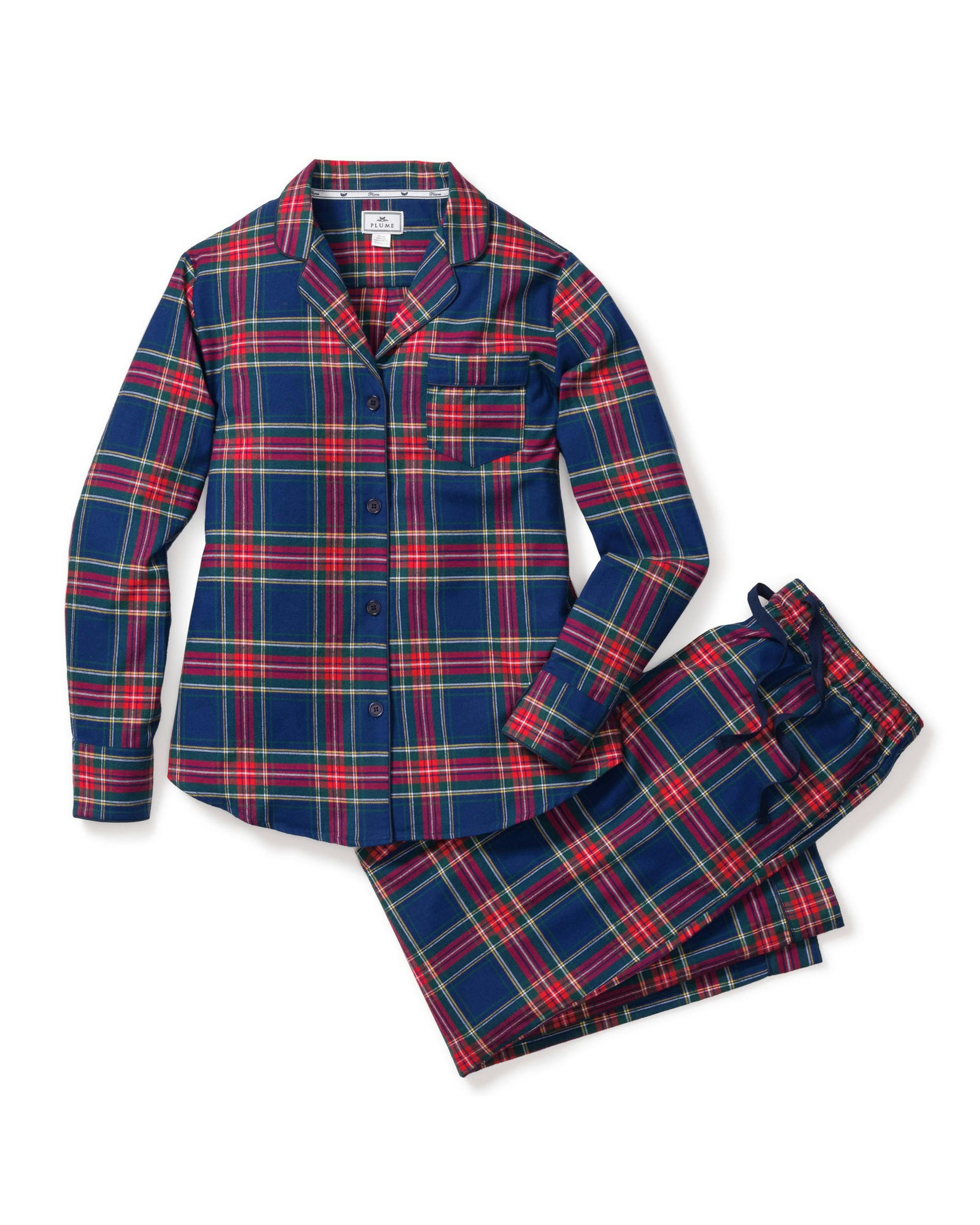 Women's Brushed Twill Pajama Set in Windsor Tartan