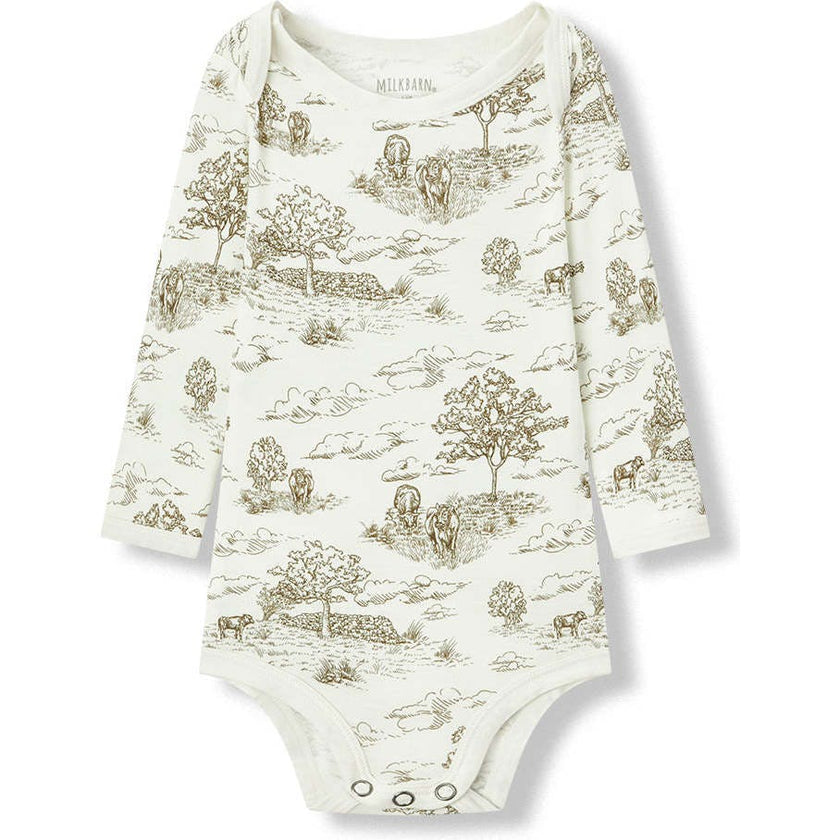 Country Toile Luxe Stretch Long Sleeve One Piece