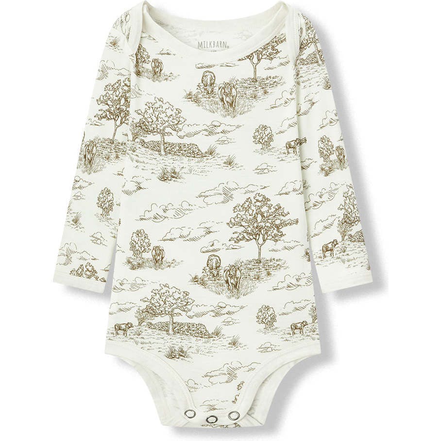 Country Toile Luxe Stretch Long Sleeve One Piece