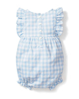 Baby's Twill Ruffled Romper in Light Blue Gingham