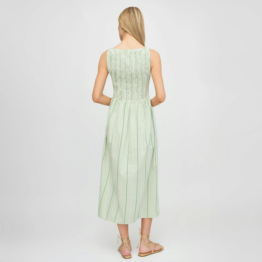 The Cosima Nap Dress - Green Jacquard Stripe
