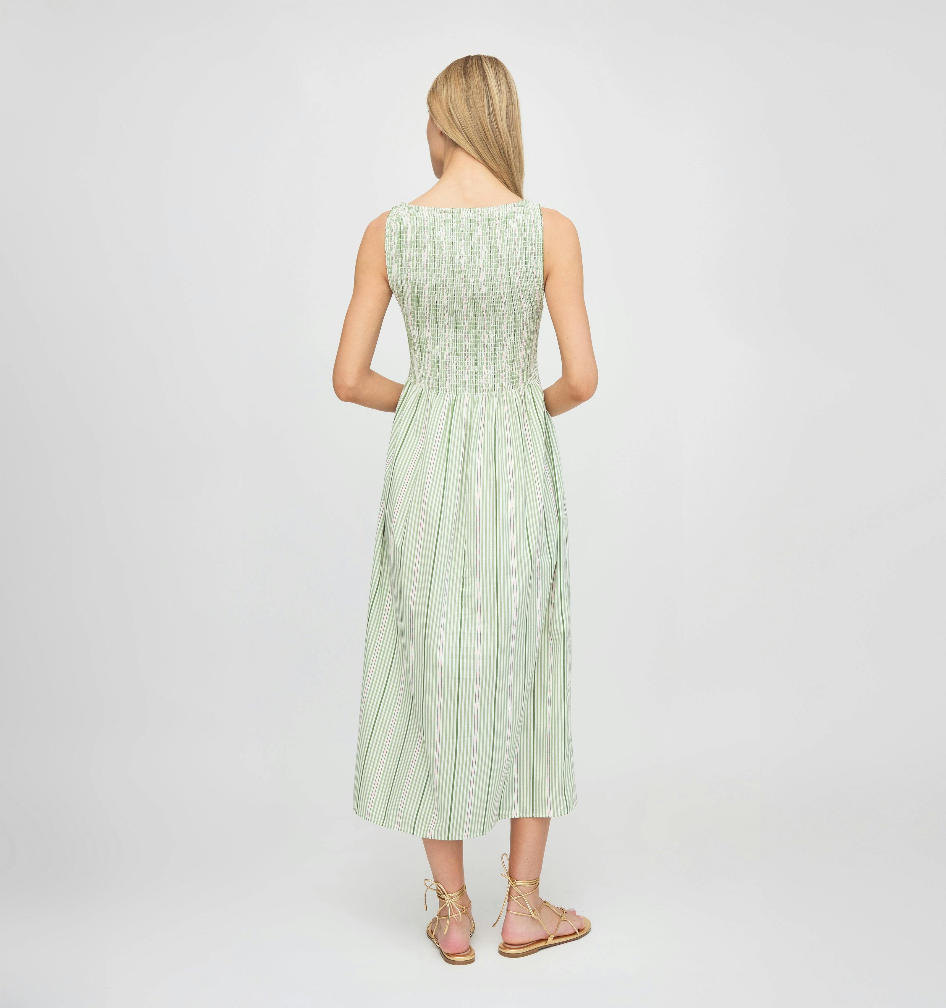 The Cosima Nap Dress - Green Jacquard Stripe