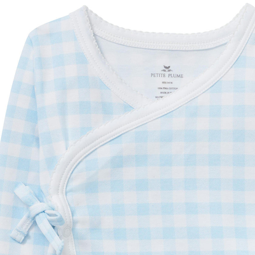 Baby Pima Wrap Set in Light Blue Gingham