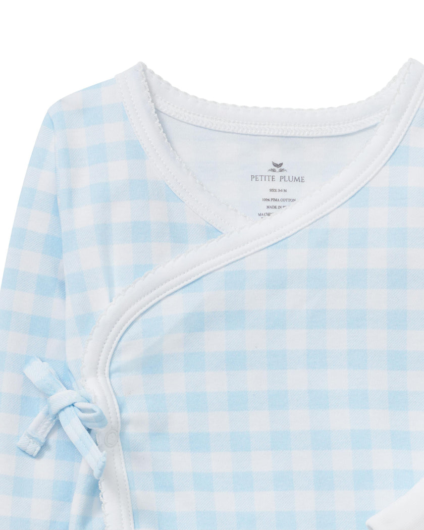 Baby Pima Wrap Set in Light Blue Gingham
