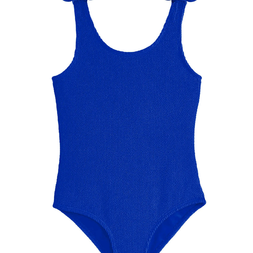 Kaya Crinkle Bow Tie One Piece - Blue