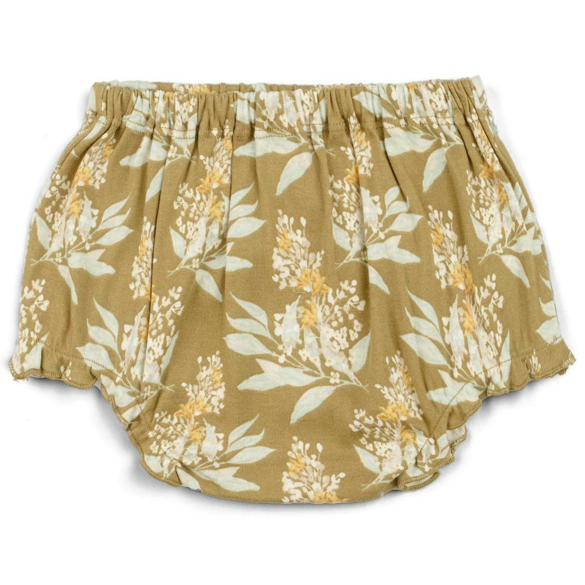 Gold Floral Organic Cotton Dress & Bloomer Set