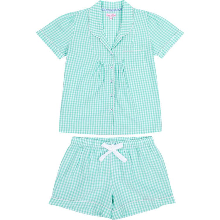 Women's Hepburn Gingham Mint Short PJ Set - Organic Cotton Poplin