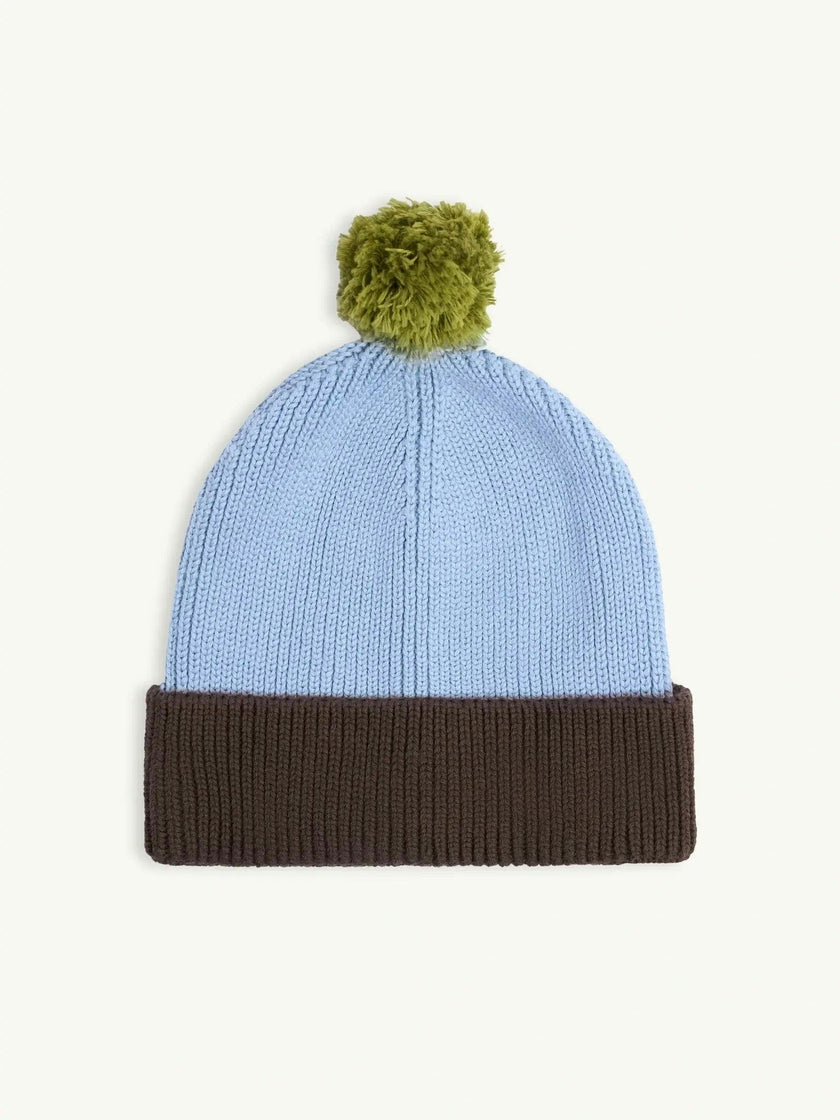 children's cotton beanie - blue & brown