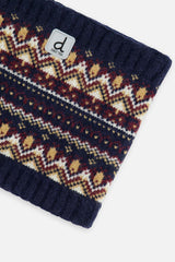 Winter Knit Neckwarmer Blue and Red Jacquard