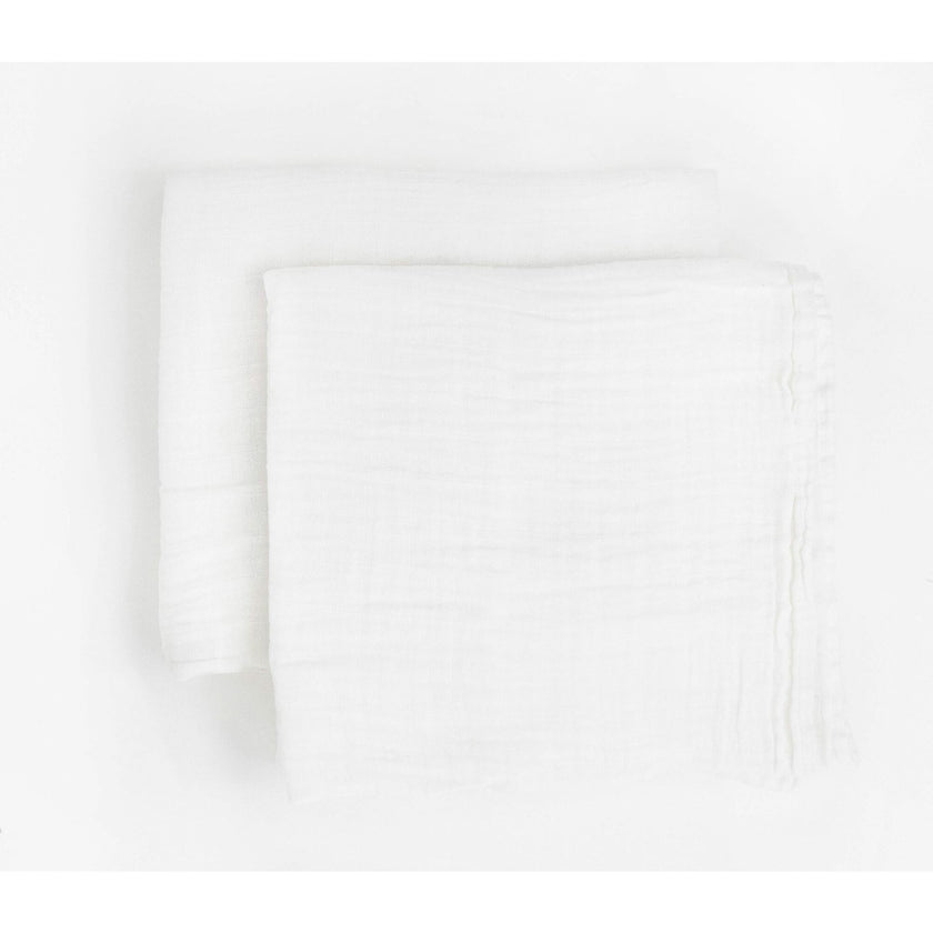 Organic Cotton Muslin Swaddle Blanket 2 Pack - White