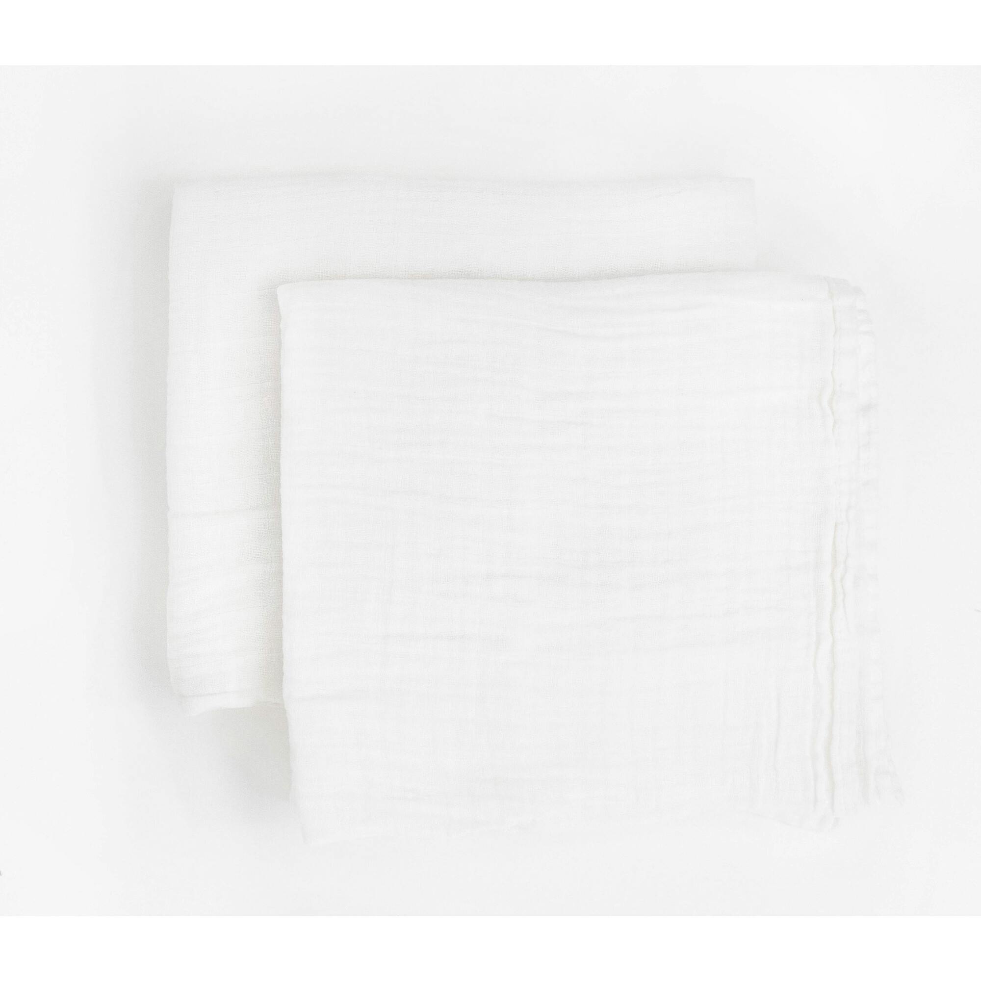 Organic Cotton Muslin Swaddle Blanket 2 Pack - White