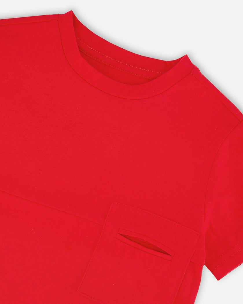 Organic Cotton Colorblock Jersey T-Shirt With Chest Pocket