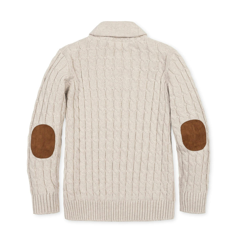 Organic Shawl Collar Cable Sweater