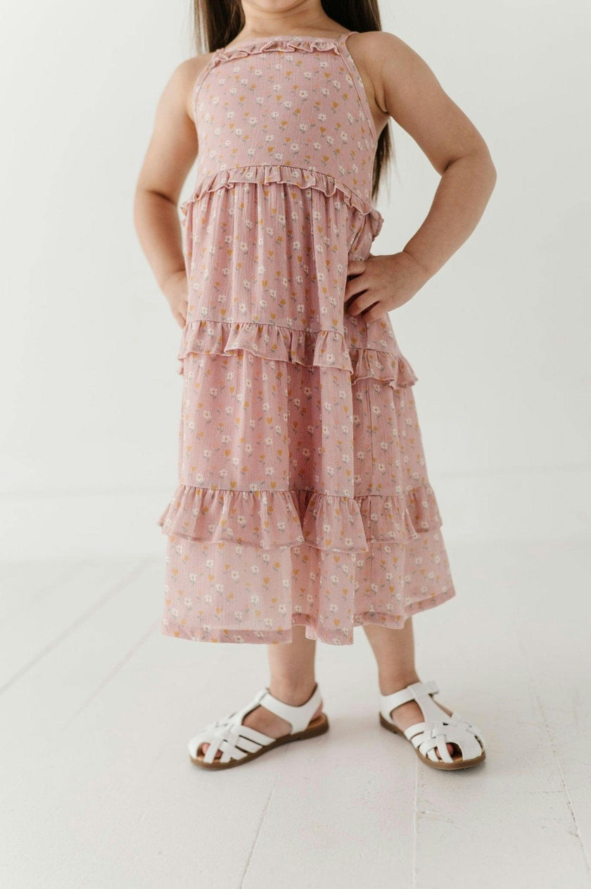 Girls Maxi Dress in Mini Daisy