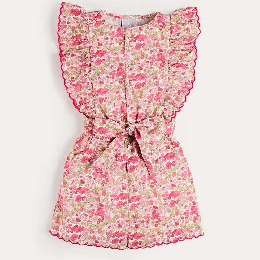 Margret Floral Ruffle Detail Playsuit in Pink (4-12yrs)