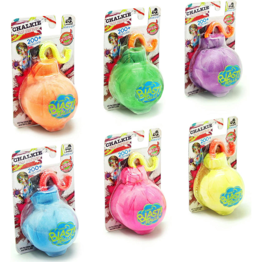 Chalkie Chalk Blast Balls - 6 Pack of Colorful Assorted Balls for Explosive Color Fun