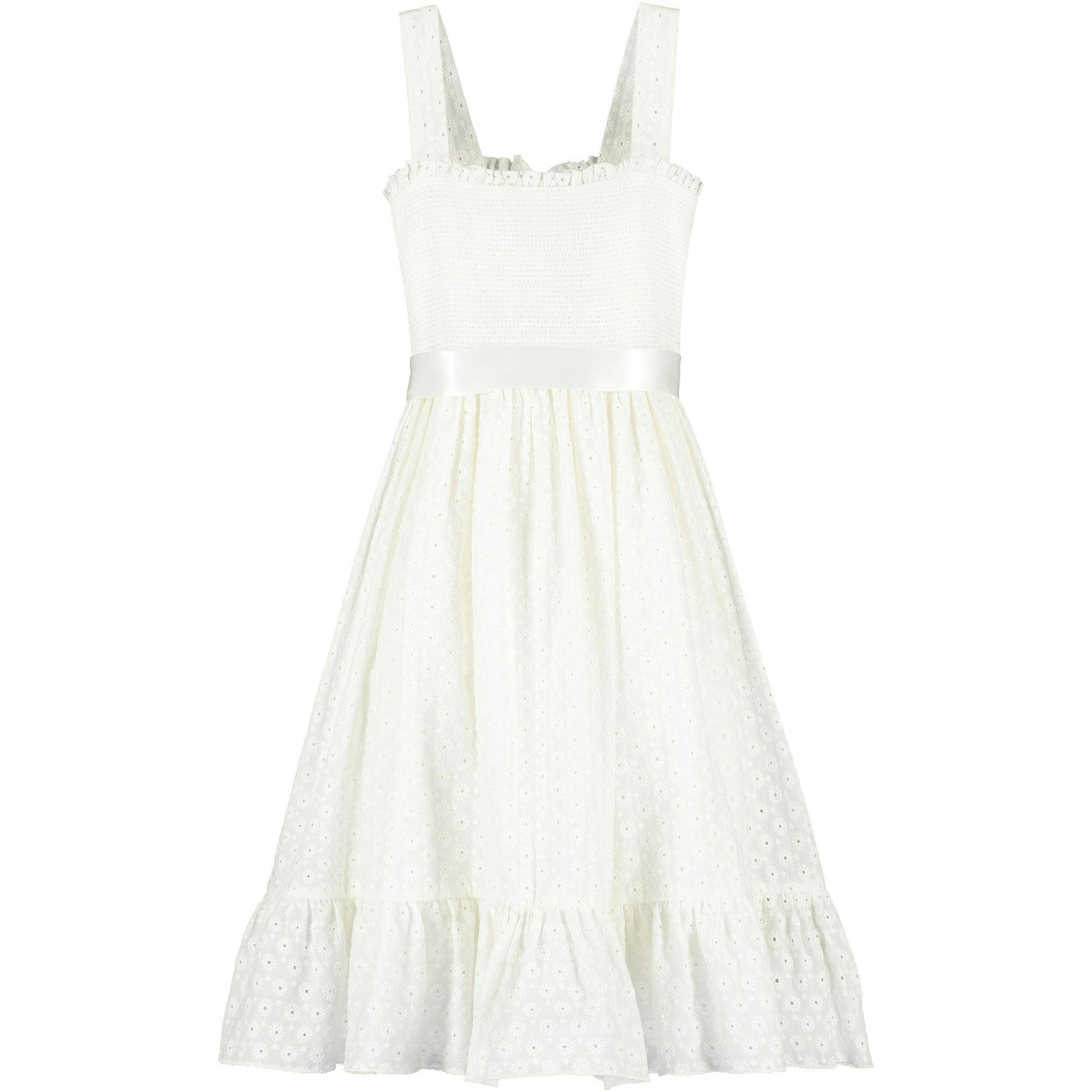 Ava Smocked Embroidered Cotton Girls Occasion Dress