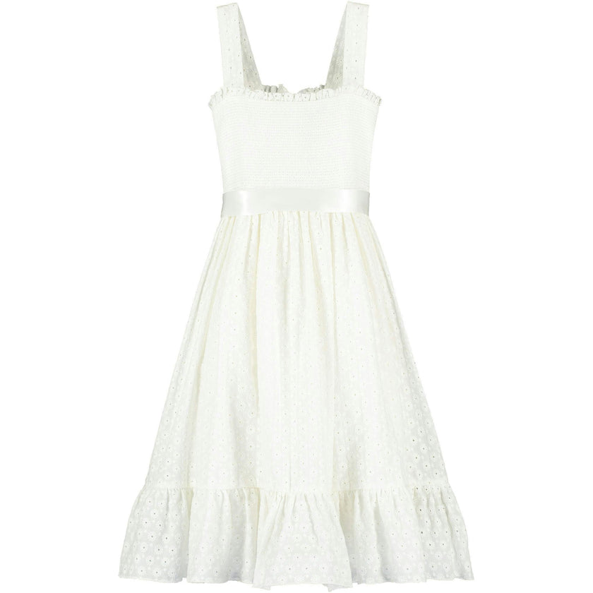Ava Smocked Embroidered Cotton Girls Occasion Dress