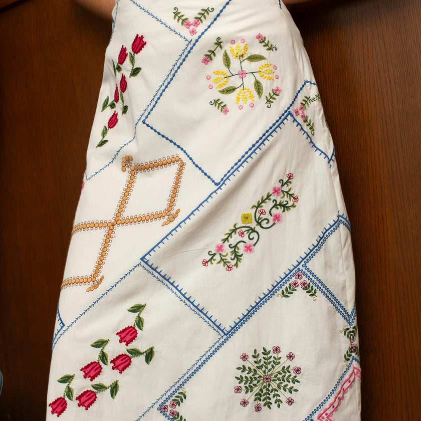 Malo Garden Embroidery Midi Skirt