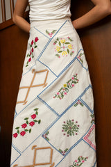 Malo Garden Embroidery Midi Skirt