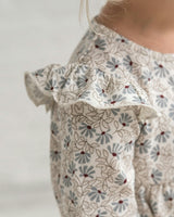 Mika Armhole Ruffle Long Sleeve Dress Betty Floral / Purple + Olive
