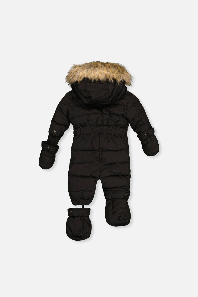 Baby Original One Piece Puffy Snowsuit With Removable Mittens And Boots Black