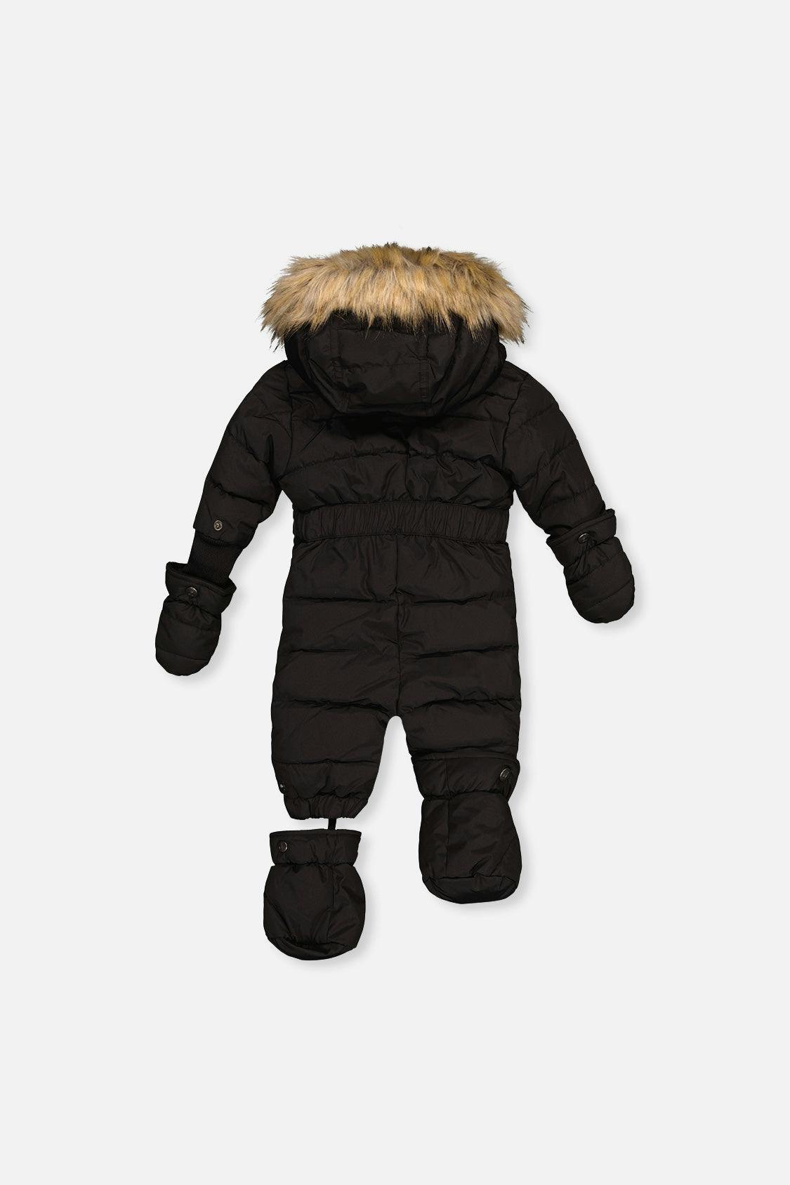 Baby Original One Piece Puffy Snowsuit With Removable Mittens And Boots Black