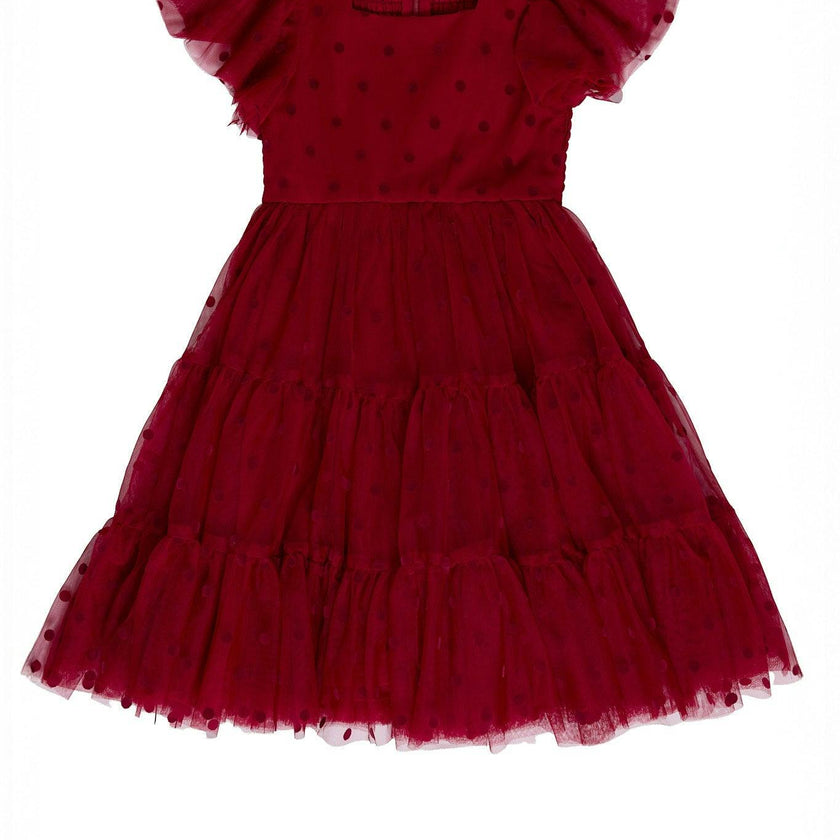 Mini Solange Dress in Burgundy Tulle