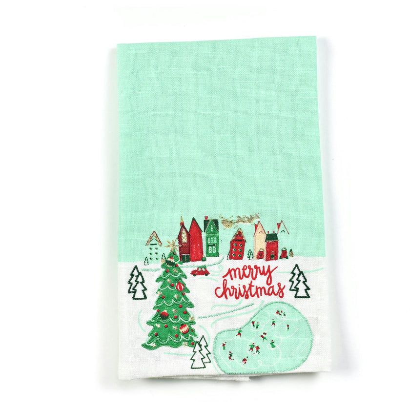 Smalll Christmas in the Village Town Hand Towel
