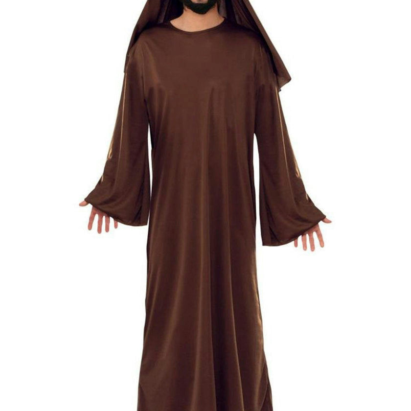 Mens Brown Biblical Robe with Headdress Costume