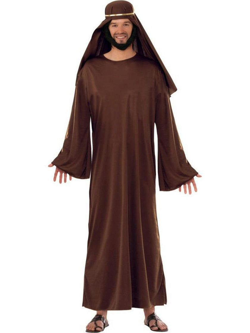 Mens Brown Biblical Robe with Headdress Costume
