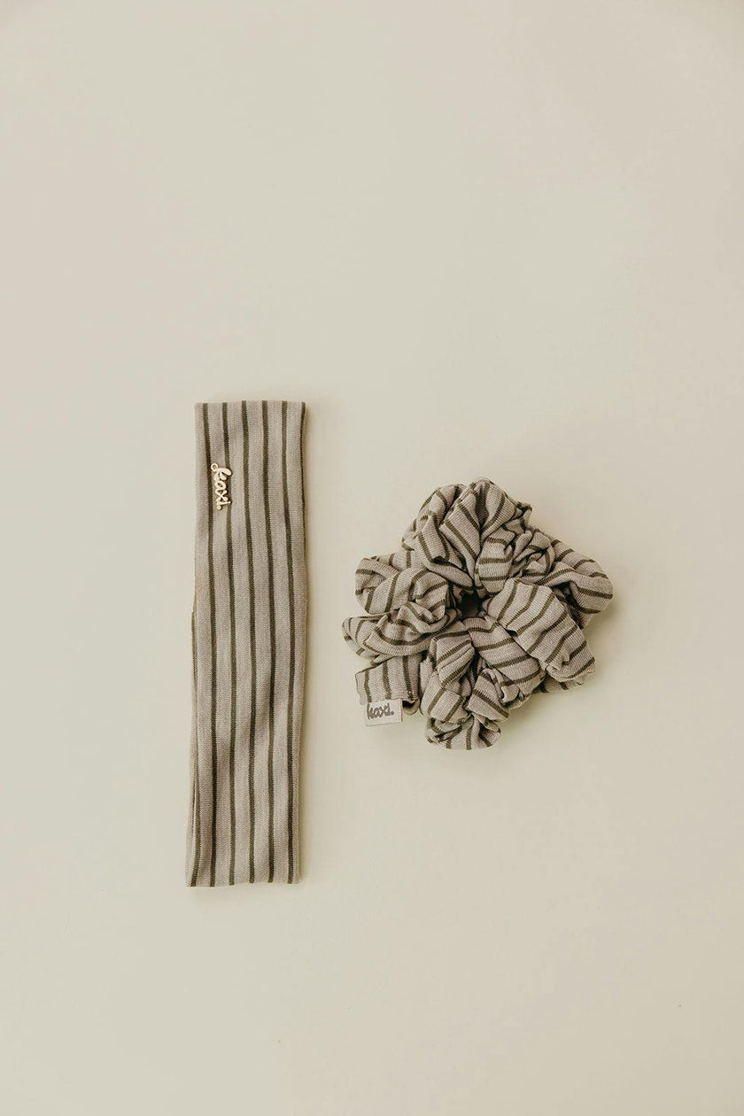 STRIPED OVERSIZED SCRUNCHIE + HEADBAND BUNDLE