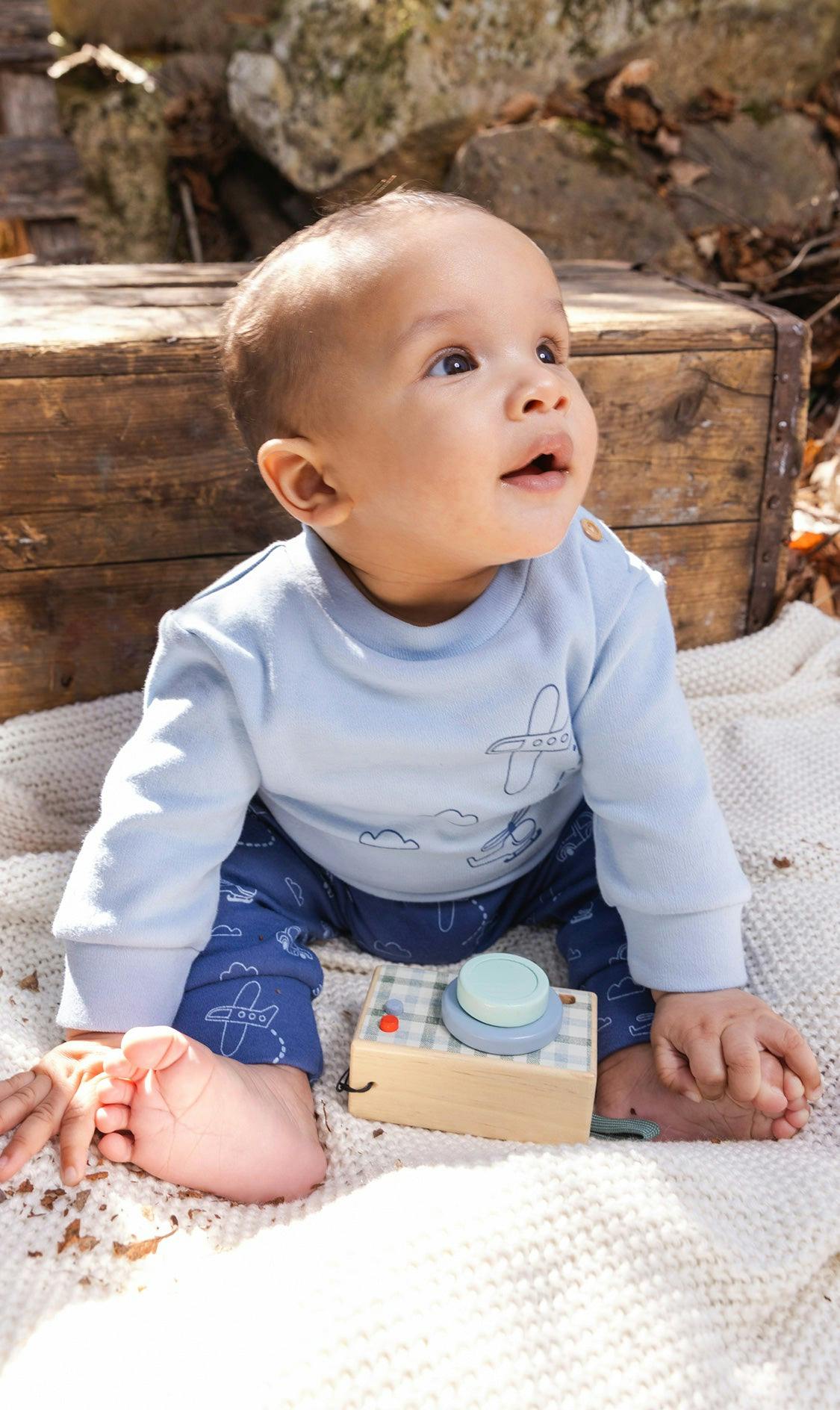 Organic Cotton Pants And Top Set Sky Blue