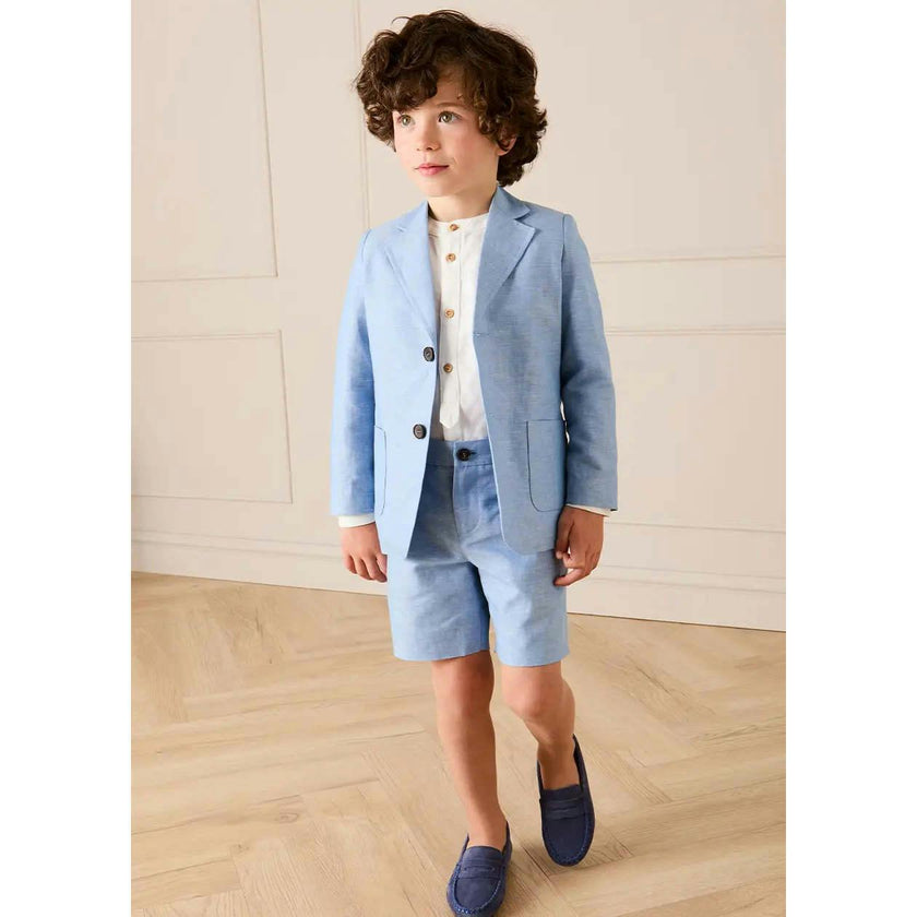 Linen Blend Tailored Shorts in Sky Blue (4-10yrs)