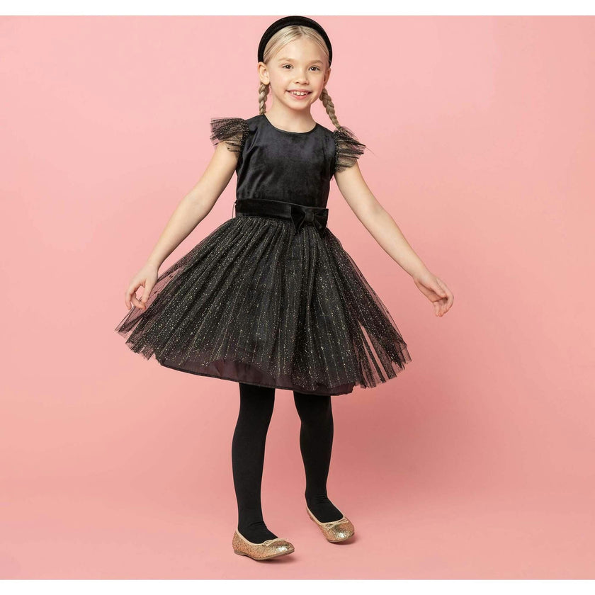 Wednesday Velvet & Glitter Tulle Party Dress