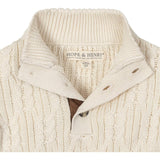 Organic Mock Neck Cable Sweater, White