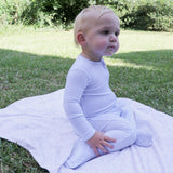 baby powder blue stripe pima footie