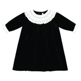 Celeste Navy Velvet Long Sleeve Bishop Dress