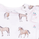 I Love Horses - Ruffle Sleeve Bodysuit with Snap Shoulder