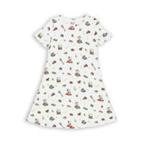 Sushi Cat Bamboo Girls' Short Sleeve Dress