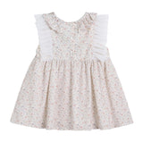 Cream Floral Ruffle Dress