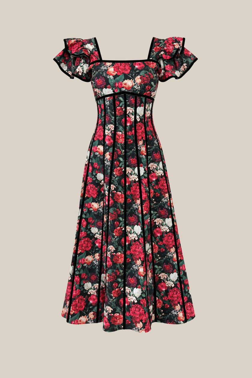 Mitzi Dress in Night Garden Roses