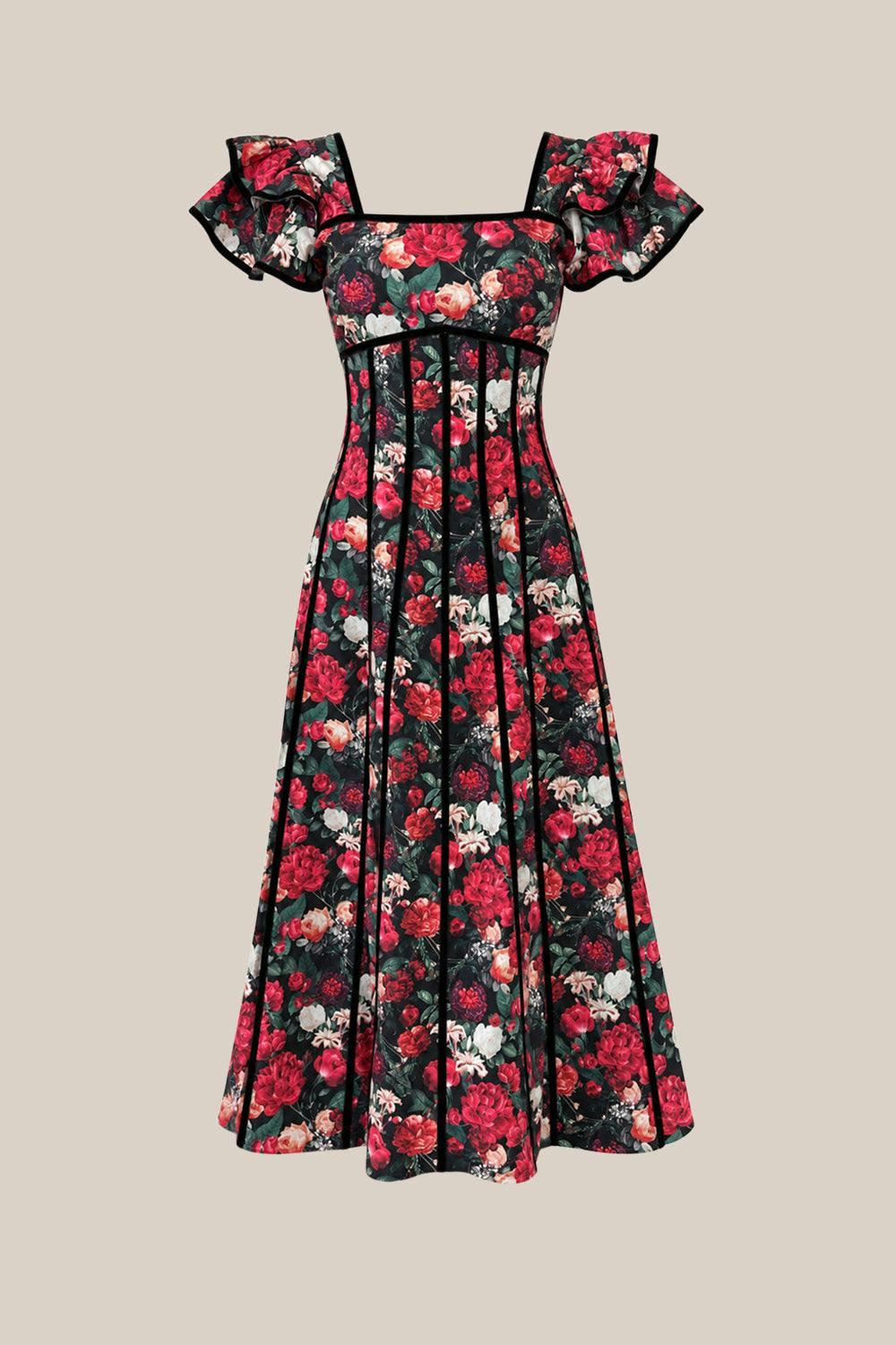 Mitzi Dress in Night Garden Roses