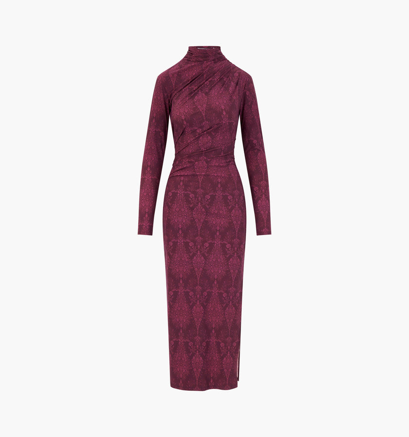 The Rizzo Dress - Plum Damask