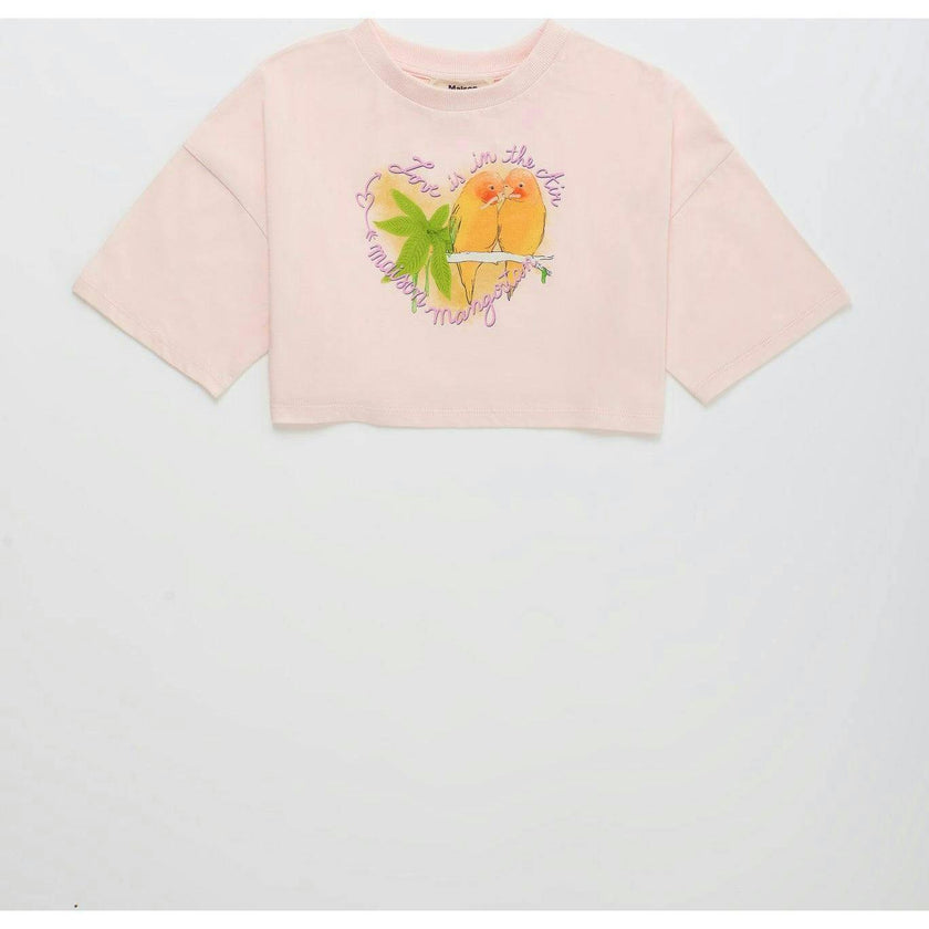 BIRDS CROP TOP BLUSH