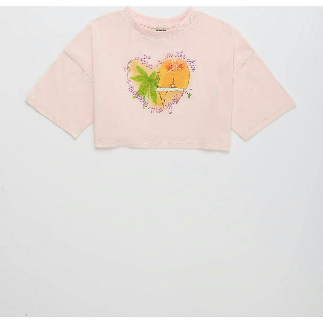 BIRDS CROP TOP BLUSH