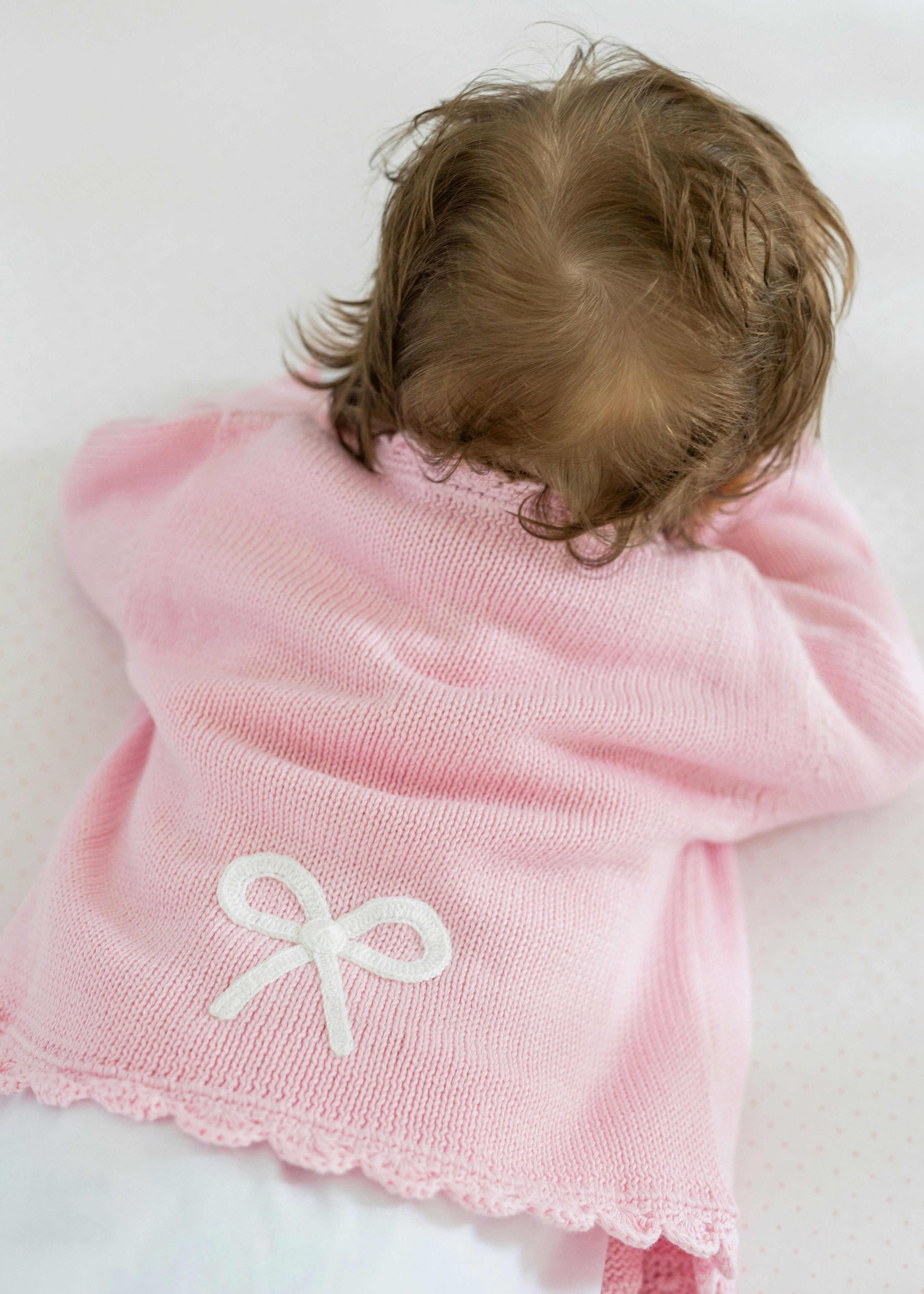 Crochet Cardigan - Pink Bow