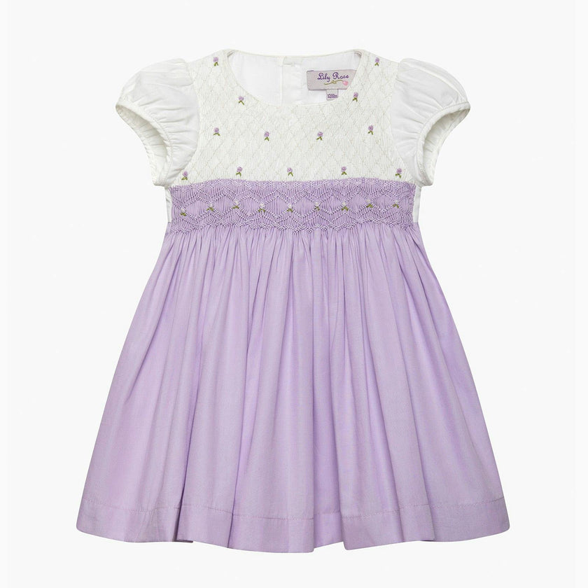Baby Rose Hand Smocked Dress in Lilac