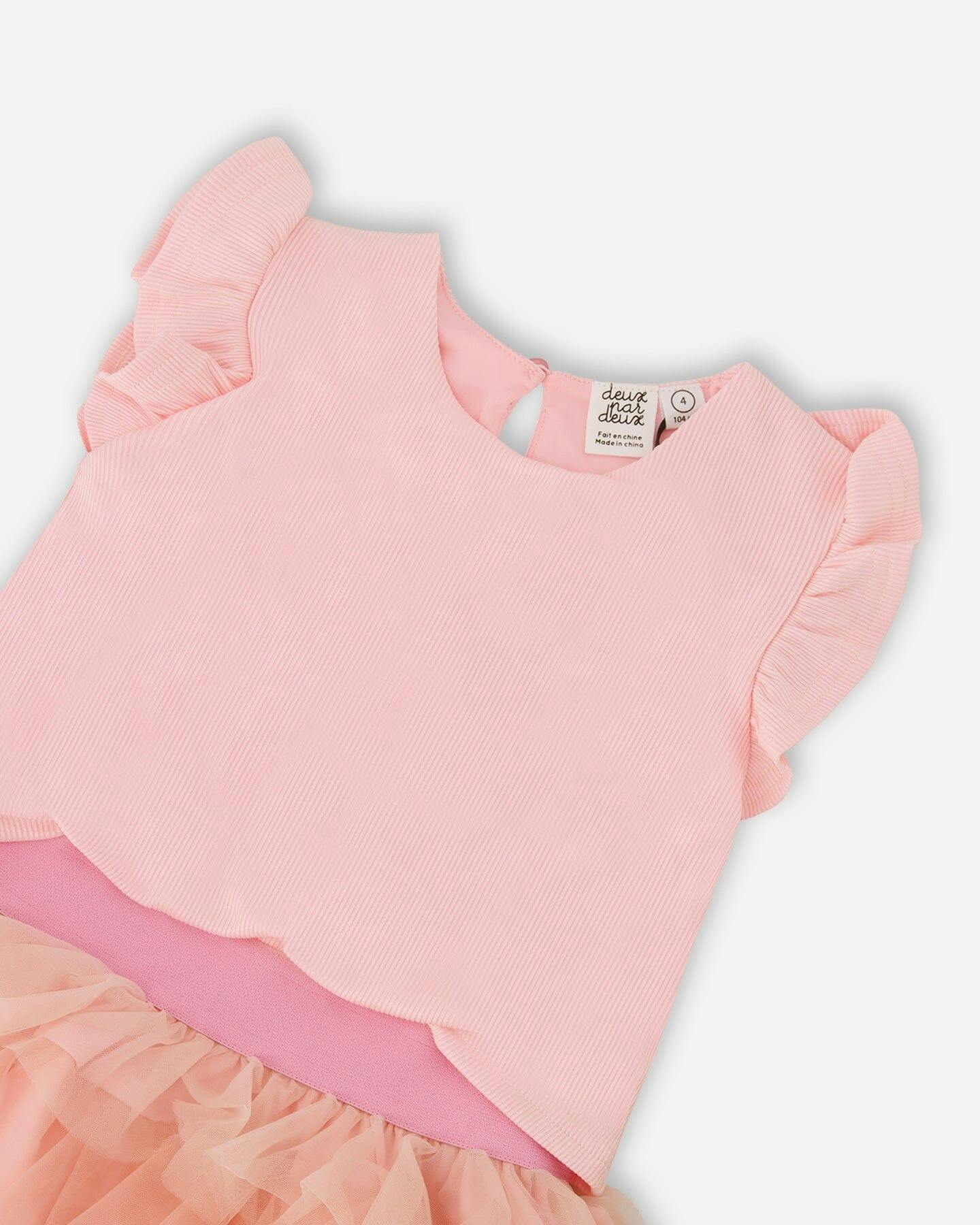 Bi-Material Dress Pale Pink